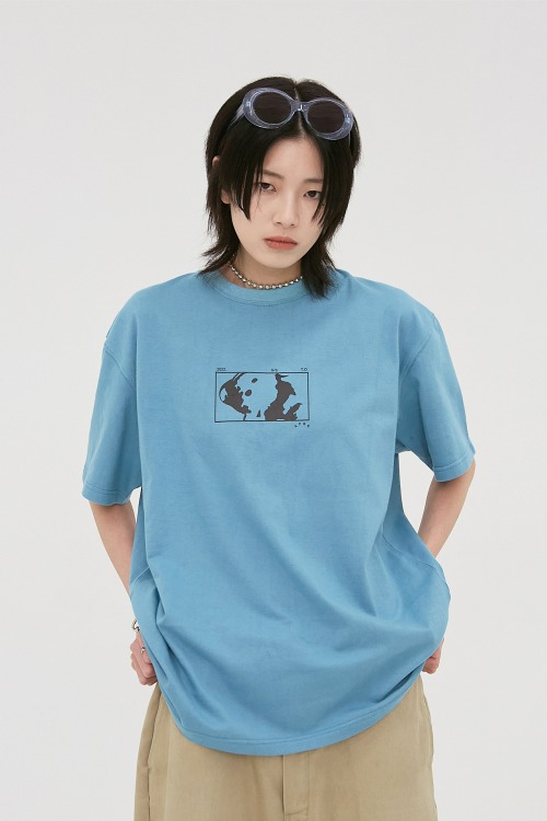 Square Graphic Tee_Blue Grey